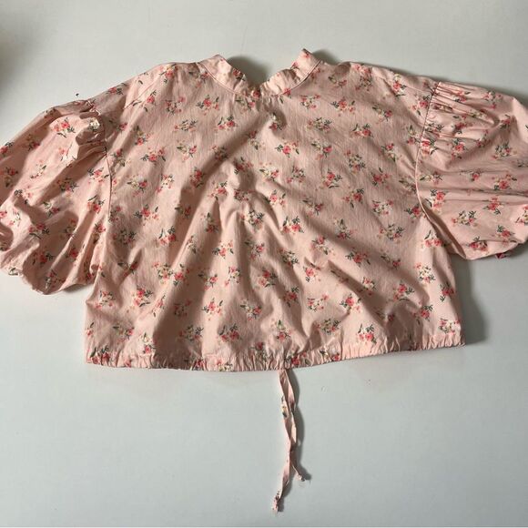 Anthropologie Cropped Bubble-Sleeve Blouse Small - Picture 6 of 16